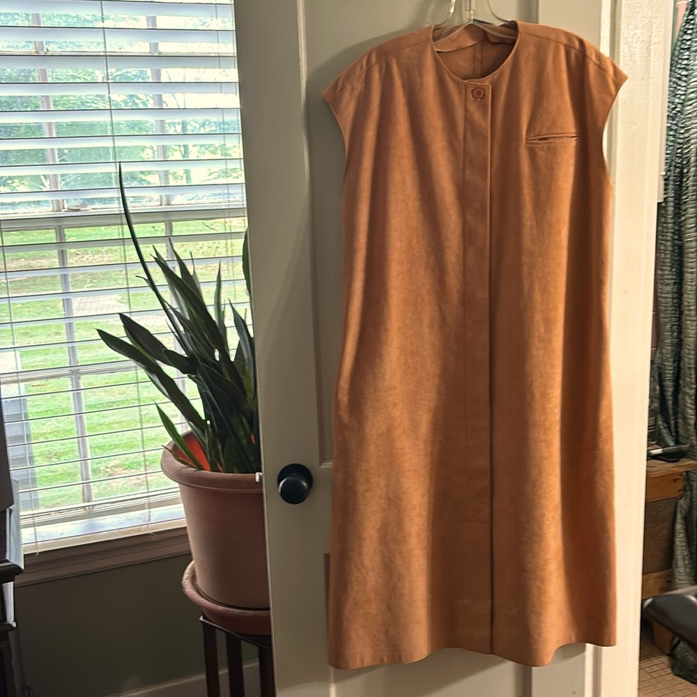 Ultra Suede Shift. Peach Sz M  Belted